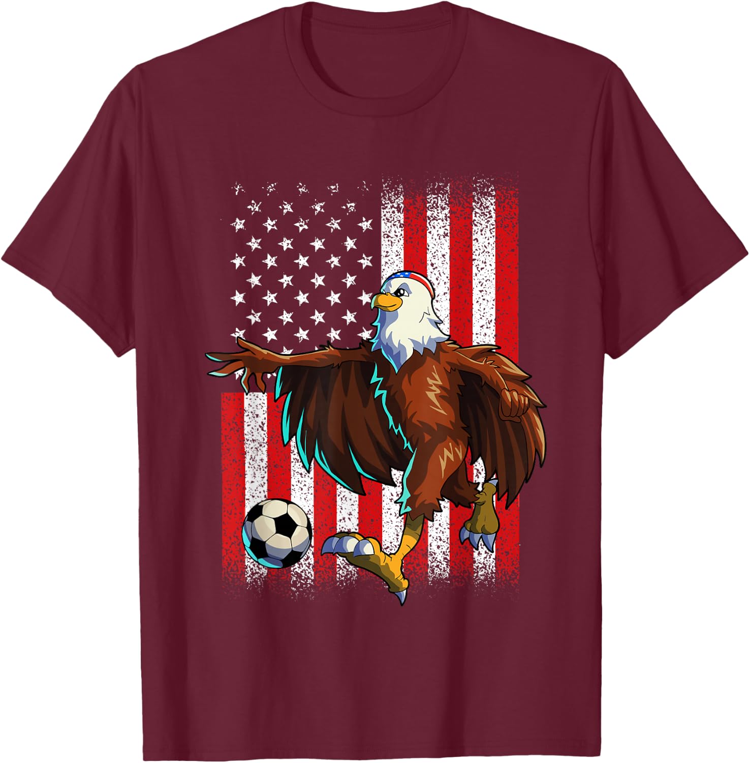 Soccer American Eagle 4th Of July Shirt Men Boy USA Flag T-Shirt - T-Shirt | Maroon