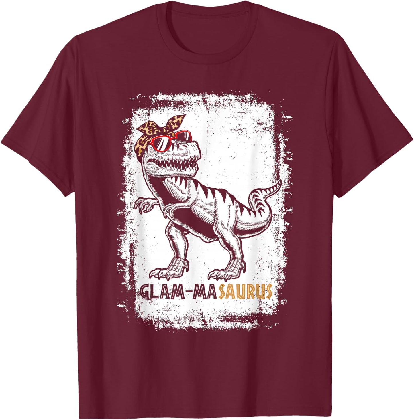 Glam-masaurus Rex Grandma Dinosaur T-Rex Glam-ma Saurus T-Shirt - T-Shirt | Maroon