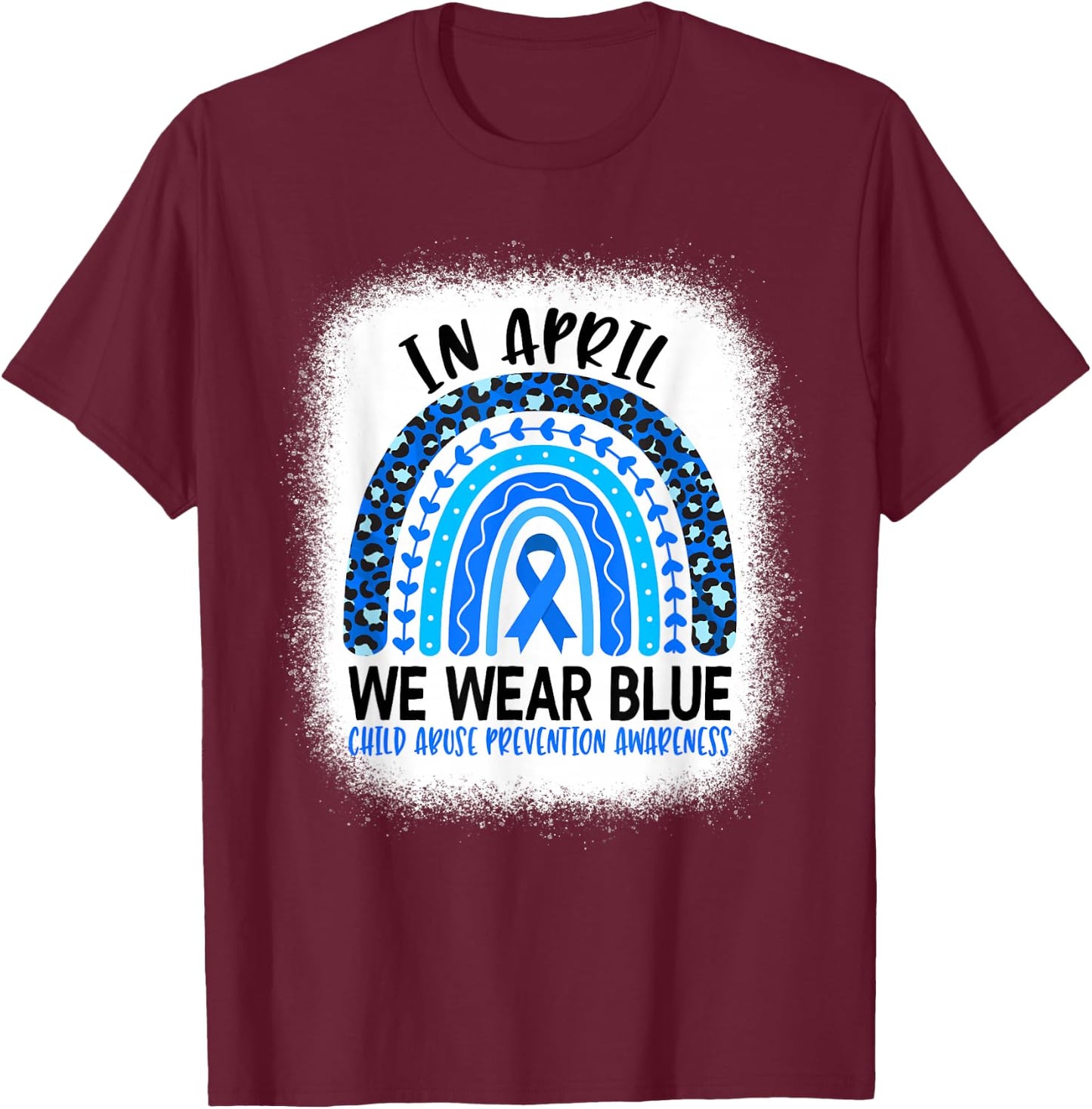 in April We Wear Blue - Child Abuse Prevention Awareness Small T-Shirt - T-Shirt | Maroon