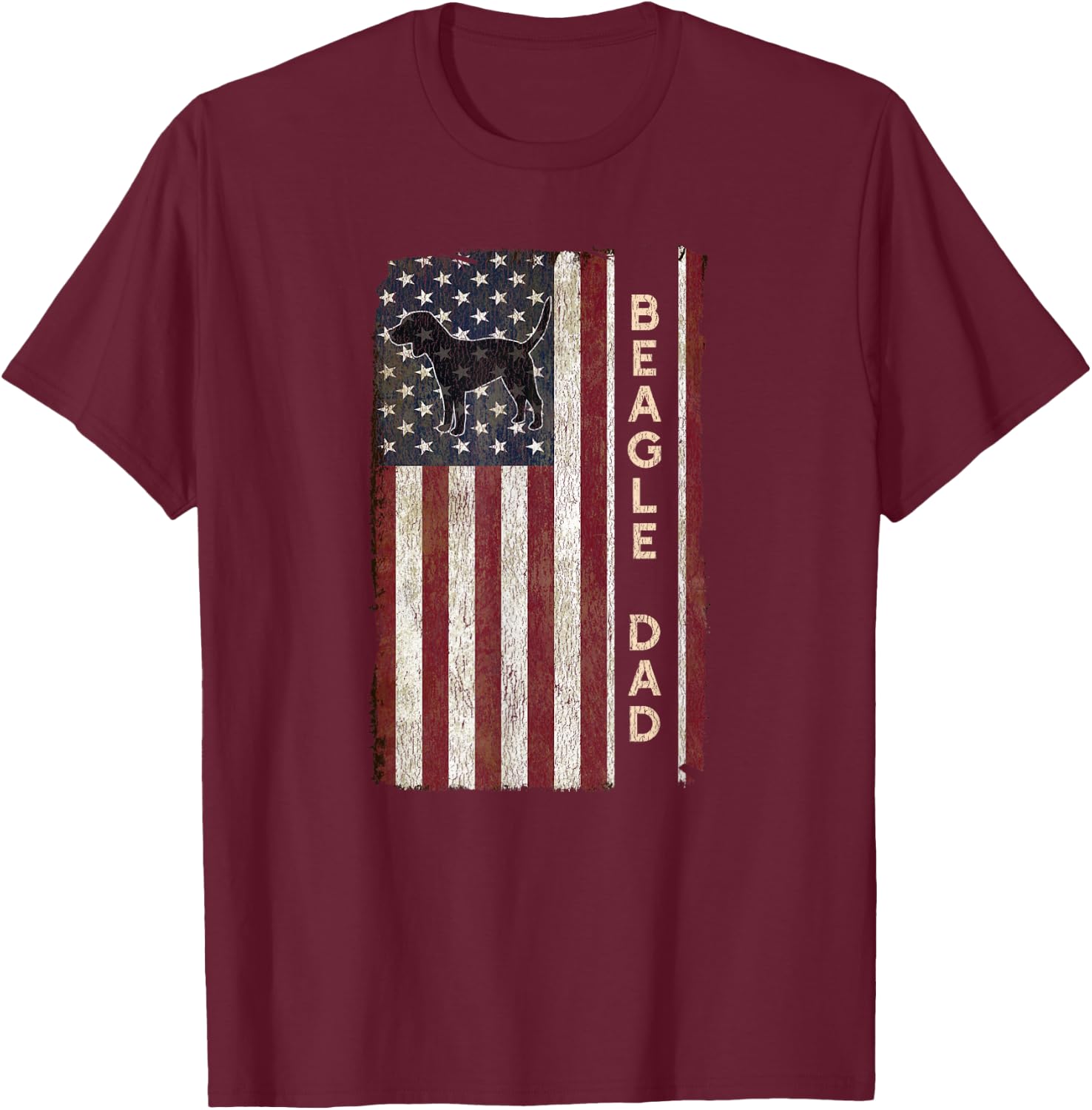 Beagle Dad Dog American Flag Fathers Day Gifts Men T-Shirt - T-Shirt | Maroon