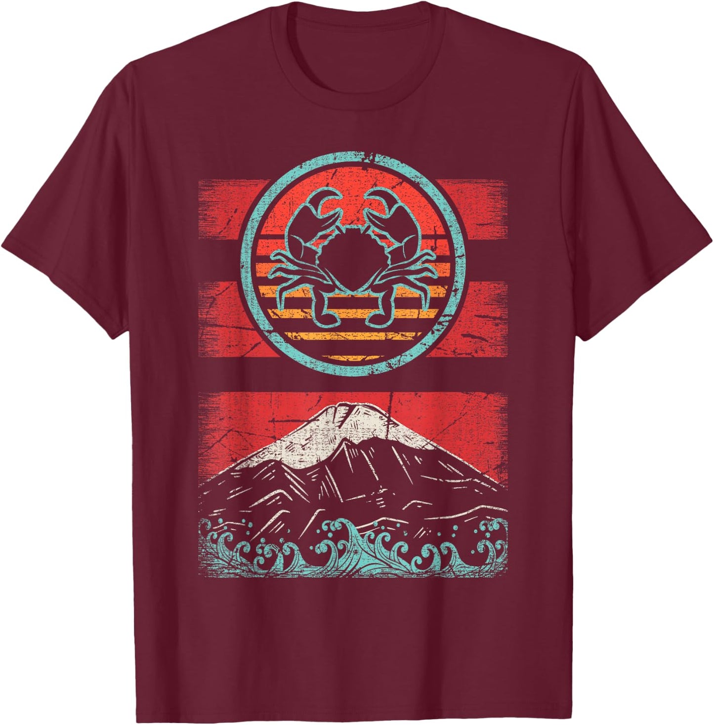 Crab Lover Crabbing Seafood Retro Vintage 80s Style T-Shirt - T-Shirt | Maroon