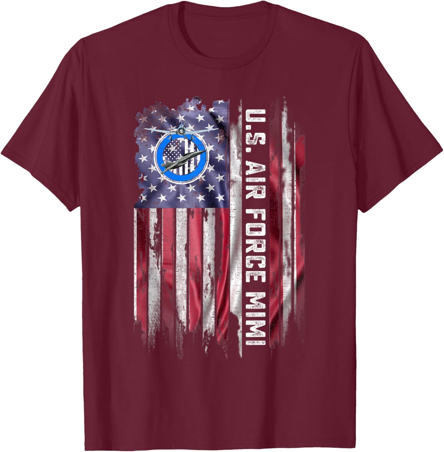 Vintage USA American Flag Proud Air Force Veteran Mimi Funny Women Men T-Shirt - T-Shirt | Maroon