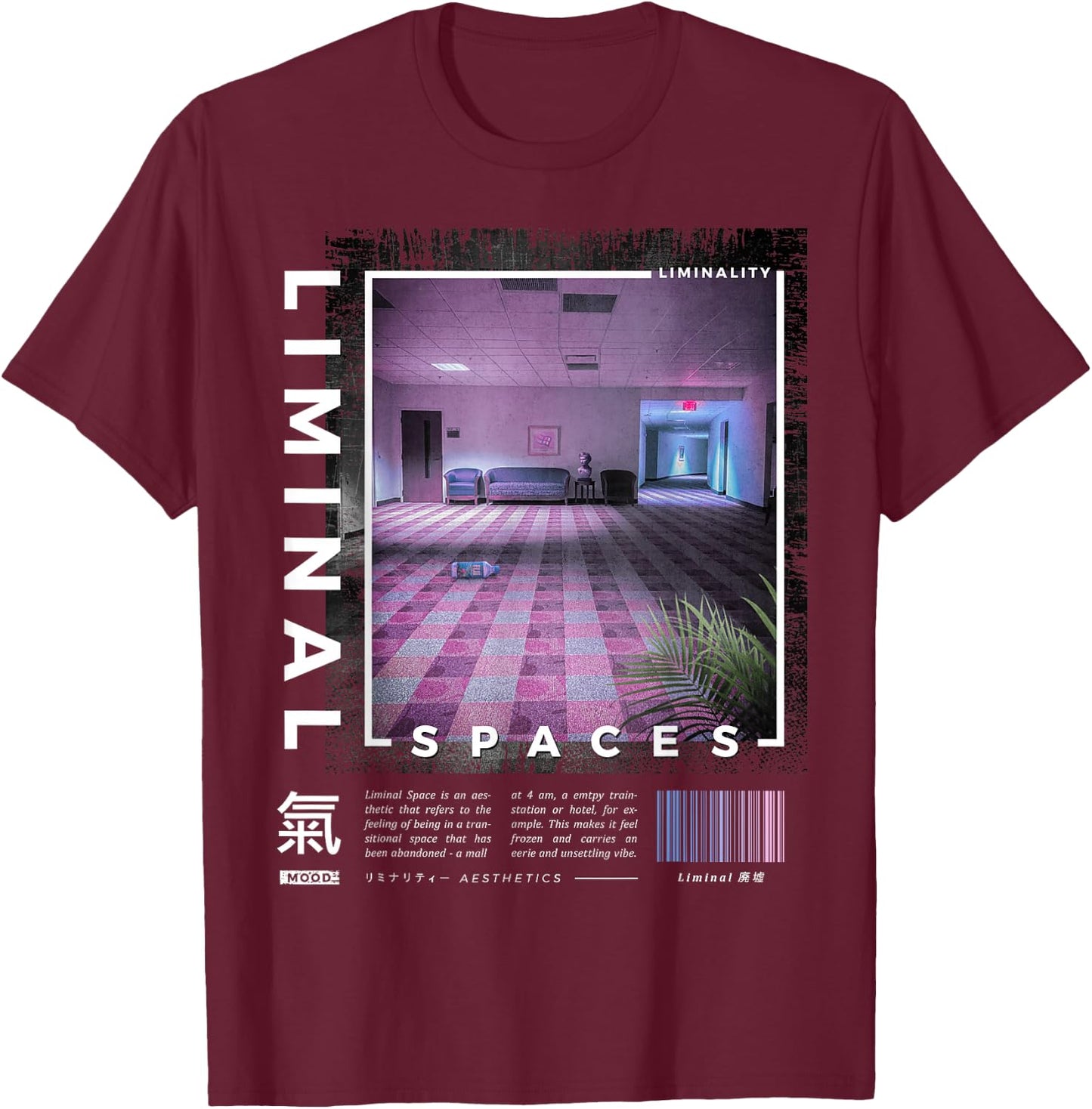 Liminal Spaces, Vaporwave, Retro T-Shirt - T-Shirt | Maroon
