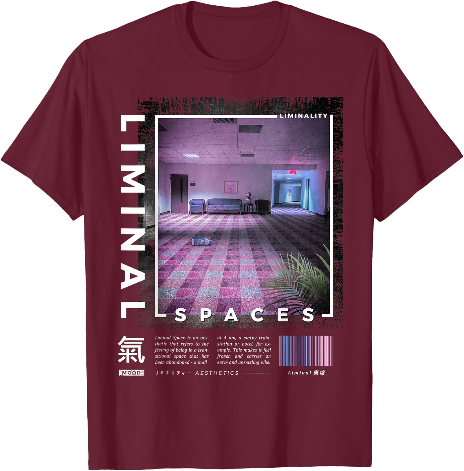 Liminal Spaces, Vaporwave, Retro T-Shirt - T-Shirt | Maroon