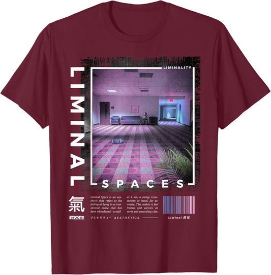 Liminal Spaces, Vaporwave, Retro T-Shirt - T-Shirt | Maroon