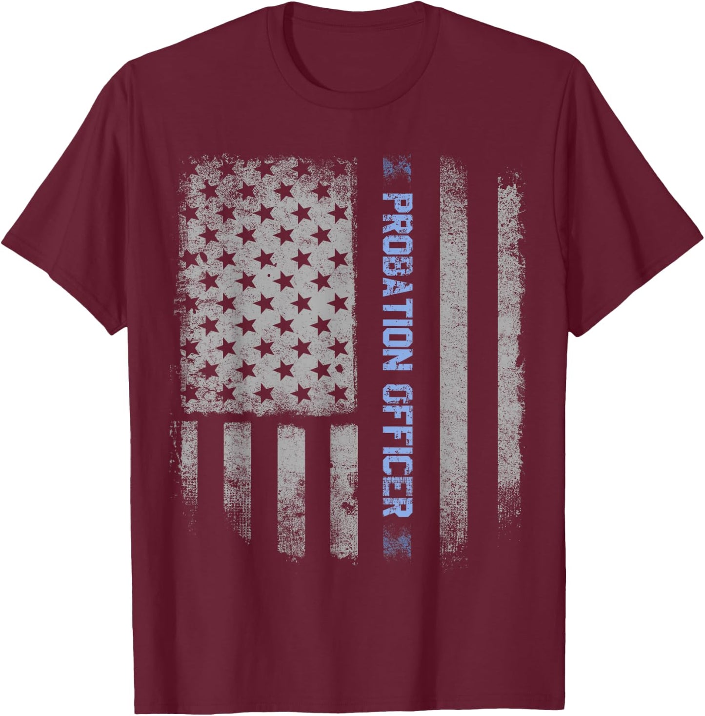 Probation Officer US Flag T-Shirt - T-Shirt | Maroon