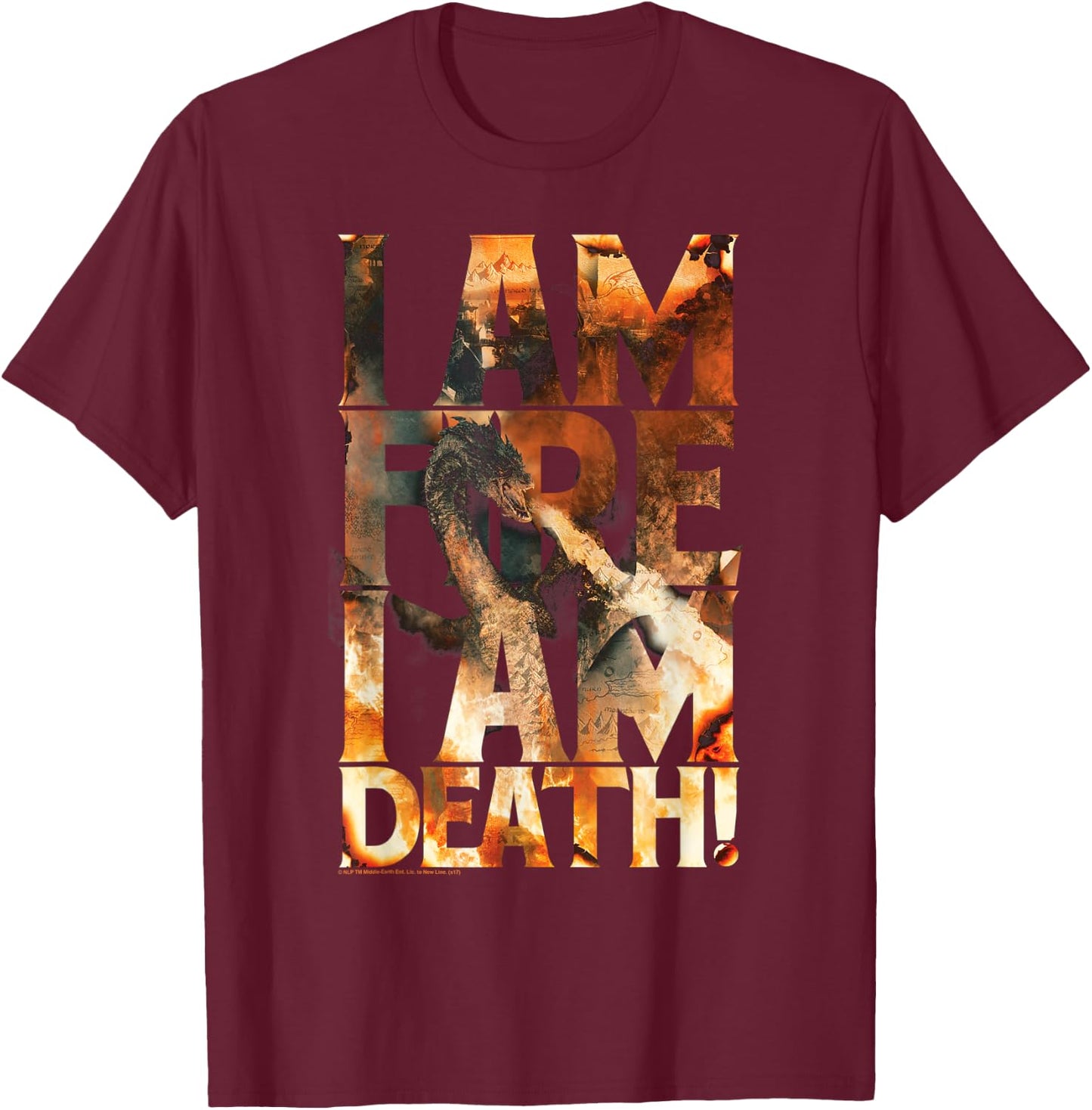Hobbit Smaug I Am Fire T-Shirt - T-Shirt | Maroon