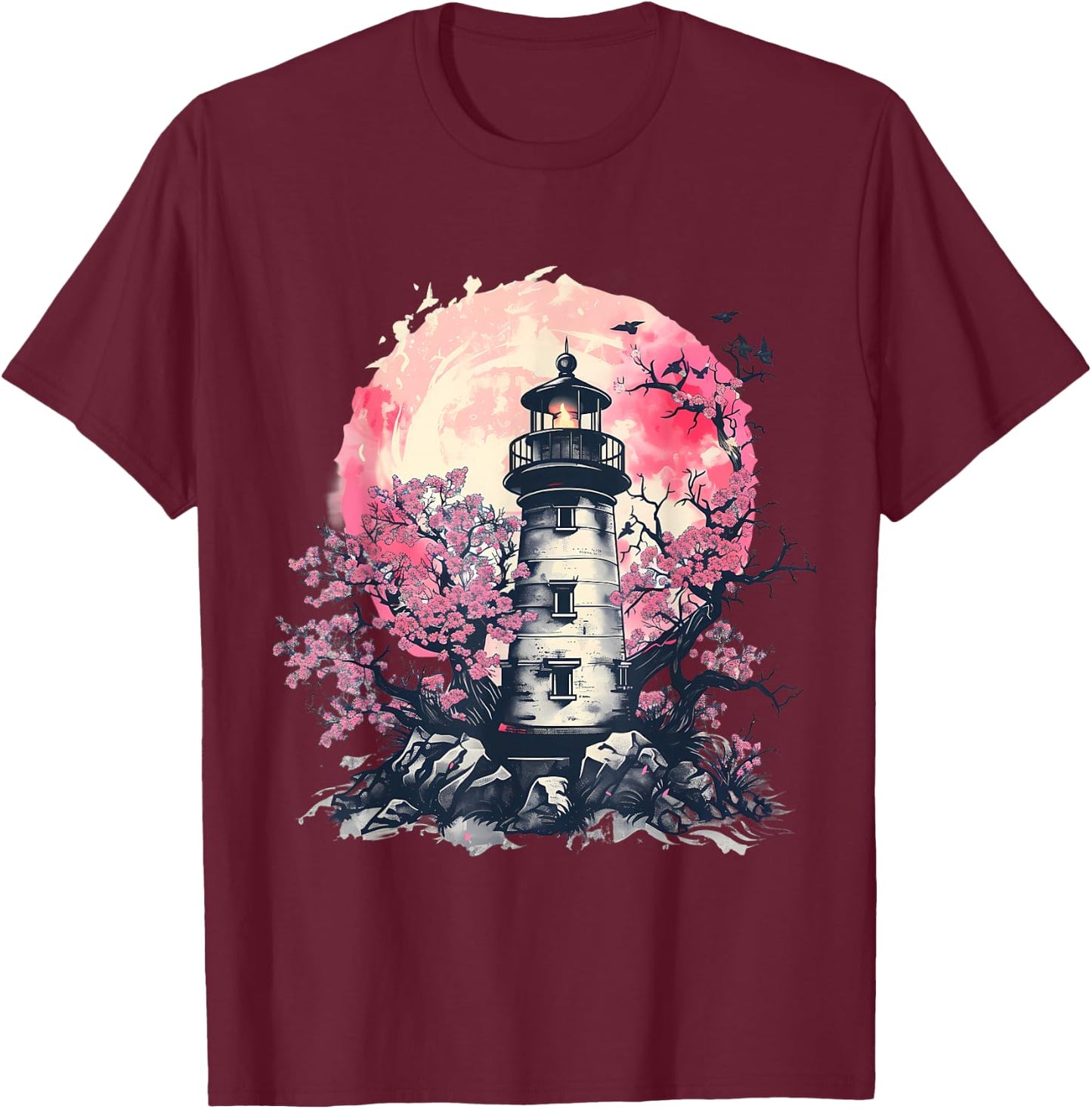 Lighthouse Seaside House Sailing Sea Beach Light House T-Shirt - T-Shirt | Maroon