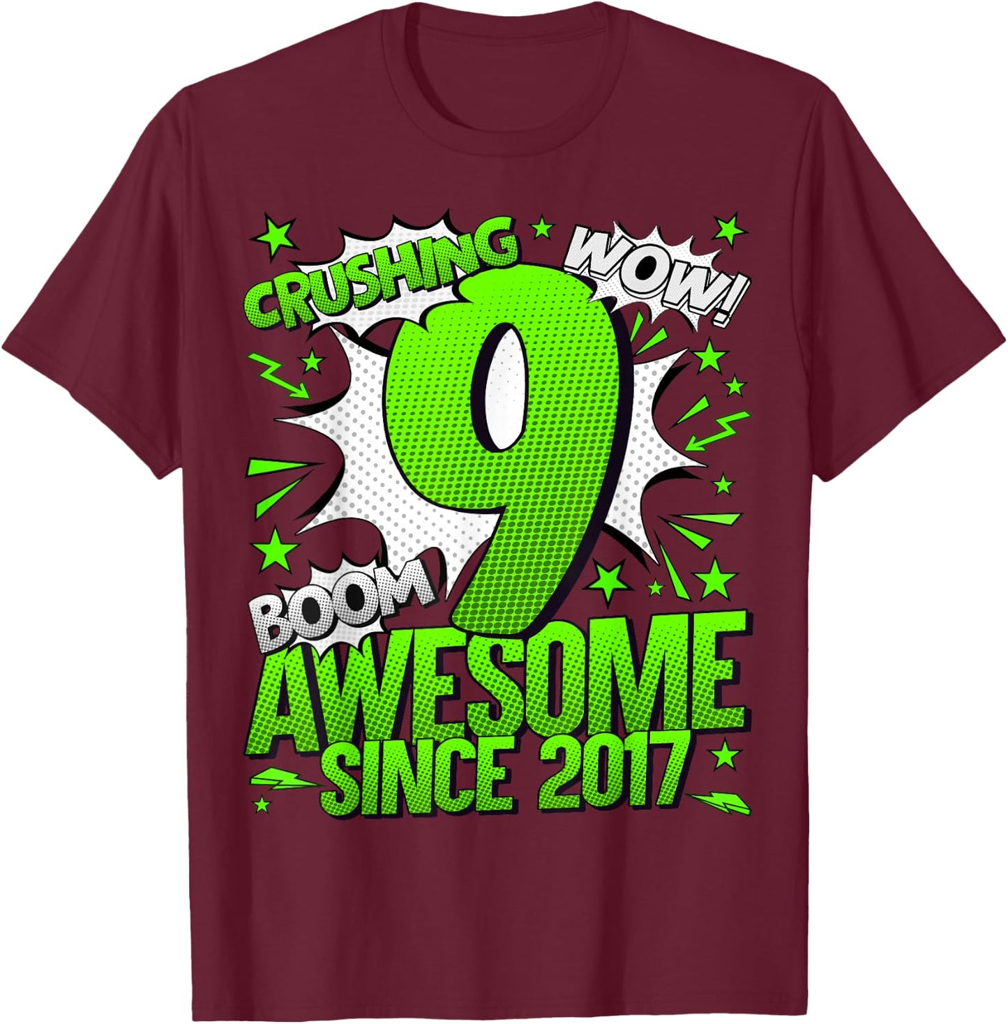 9 Year Old Gifts for Boys 9th Birthday Boy 9 Year Old Boy T-Shirt - T-Shirt | Maroon