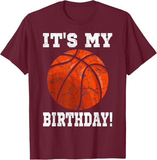 It's My Birthday Basketball Lover Gift Vintage Retro T-Shirt - T-Shirt | Maroon