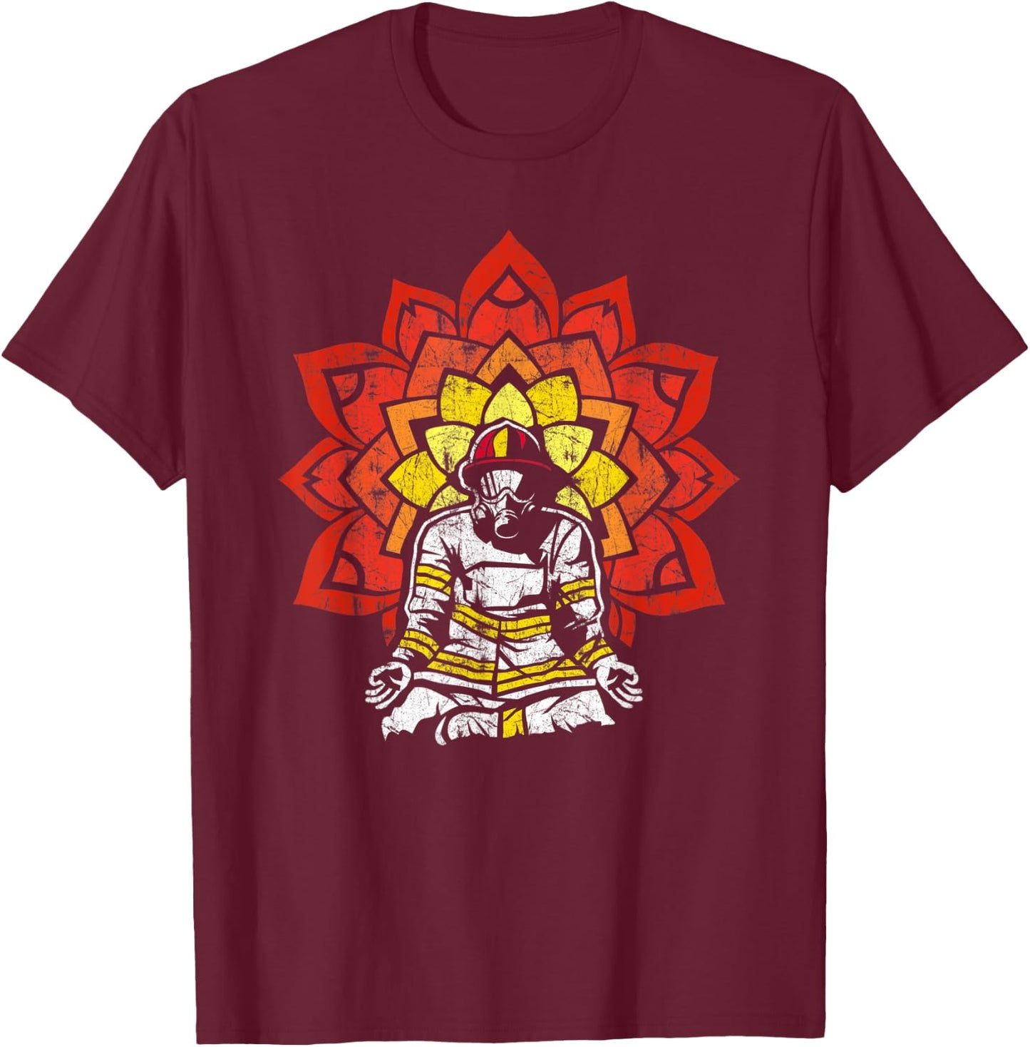 Firefighter Yoga for a Calm Down Firefighter T-Shirt - T-Shirt | Maroon