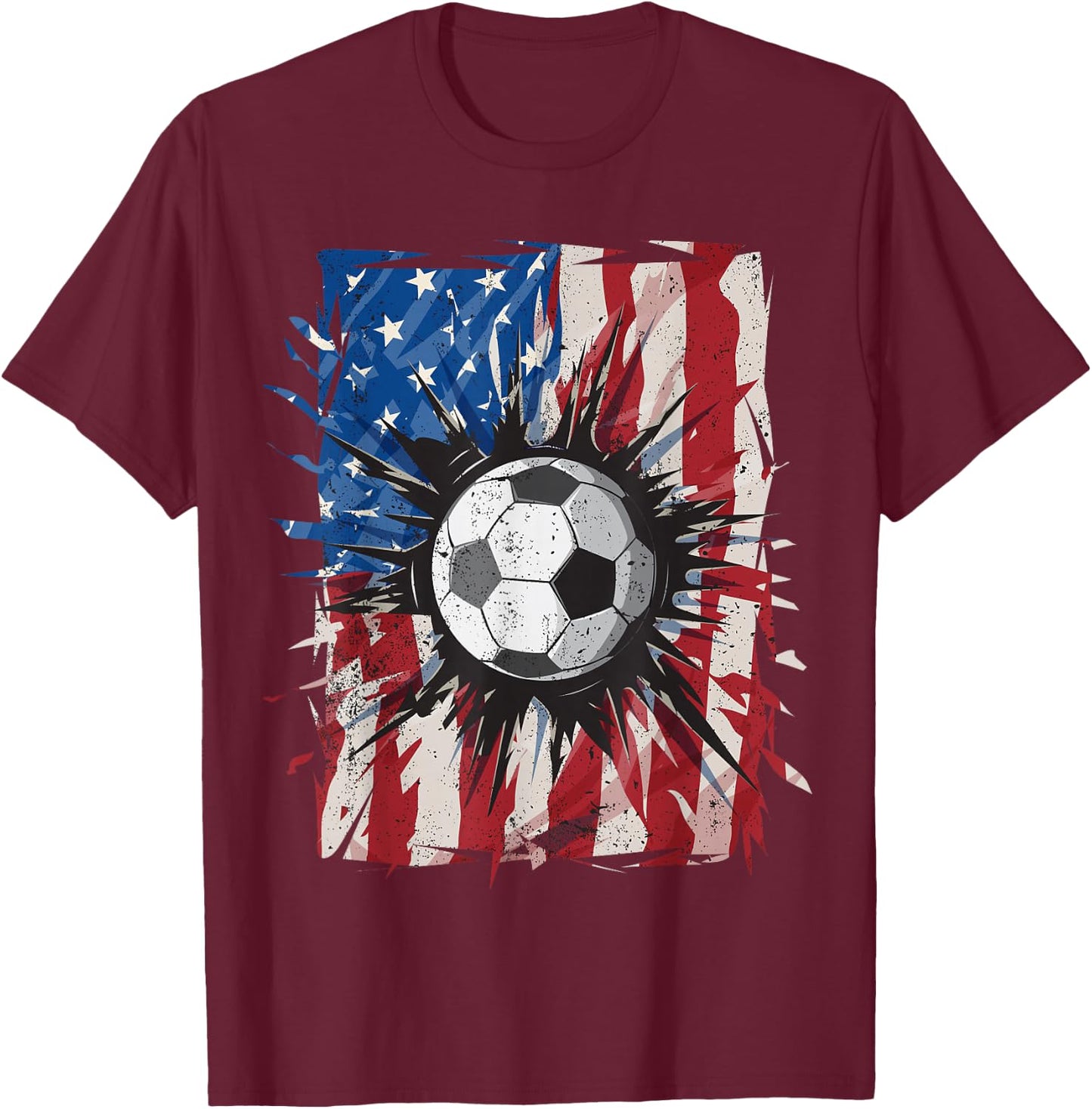 Patriotic Soccer 4th of July Men USA American Flag Boys T-Shirt - T-Shirt | Maroon