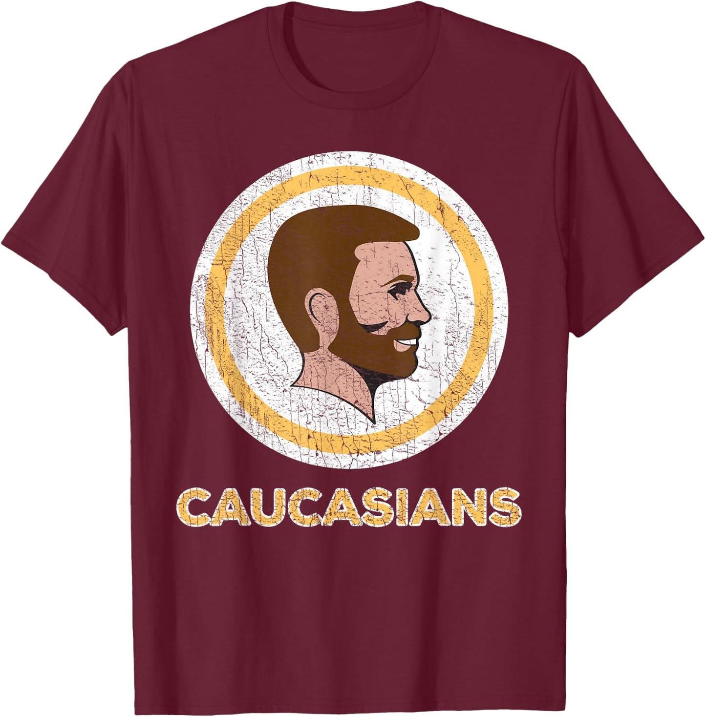 Caucasian Caucasians Pride Vintage Funny Shirt T-Shirt - T-Shirt | Maroon