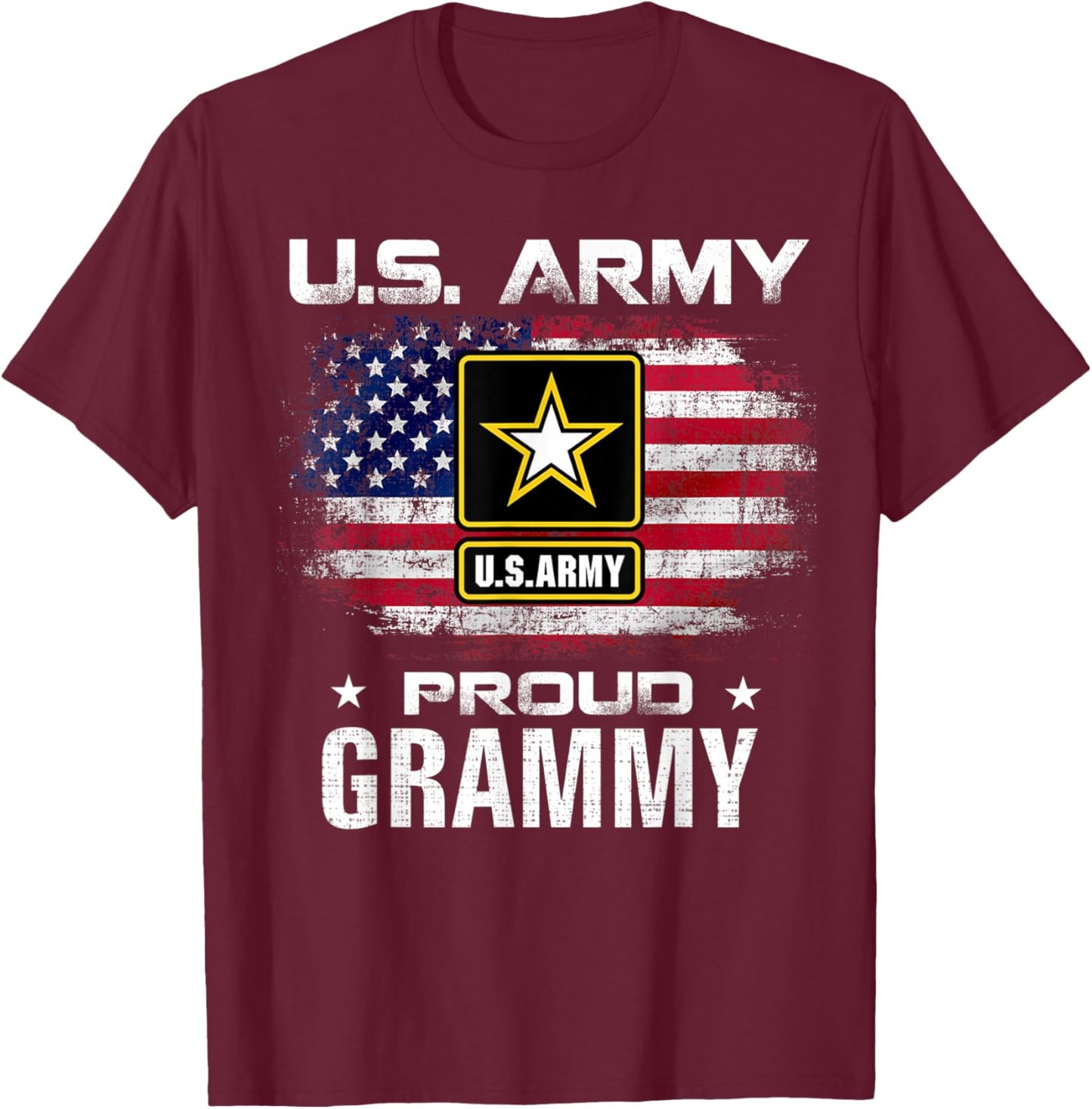 U.S Army Proud Grammy With American Flag Gift Veteran Gift Kids Men T-Shirt - T-Shirt | Maroon