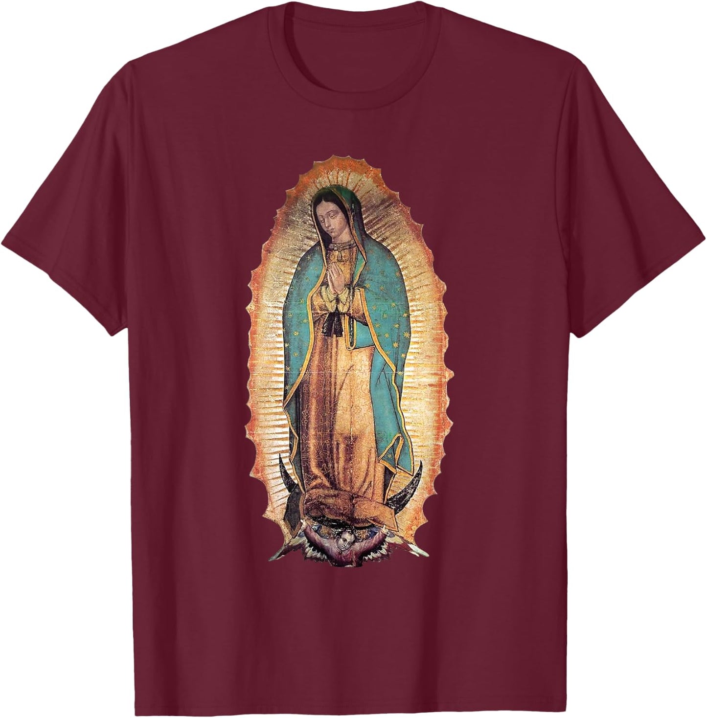Our Love Lady of Guadalupe Virgin Mary Catholic T-Shirt - T-Shirt | Maroon