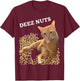 Funny Cat Deez Nuts Joke with Pistachios Men Women Kids T-Shirt - T-Shirt | Maroon