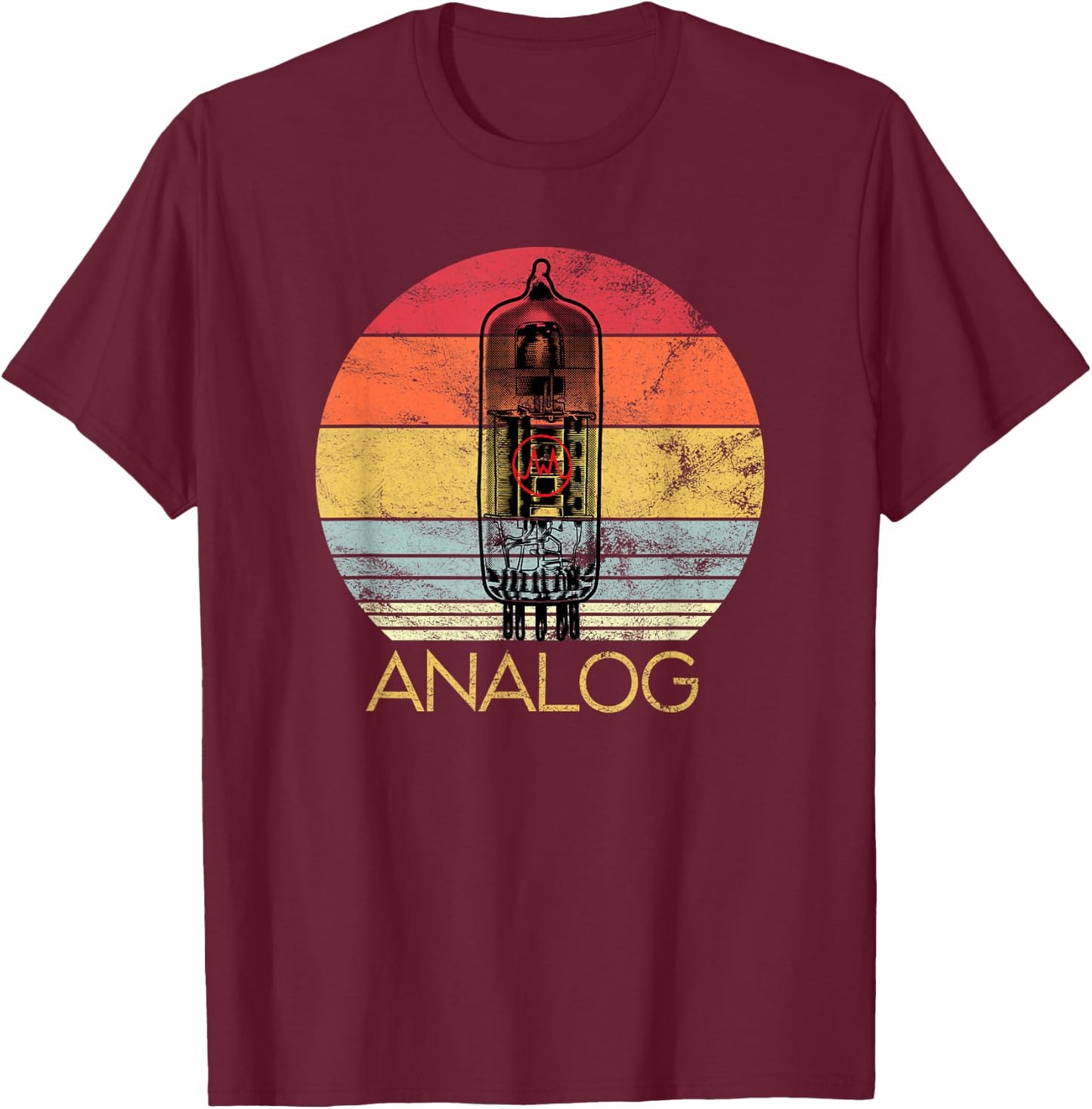 Vacuum Tube, Retro Analog Audio, Valve Amp, Hi Fi or Guitar T-Shirt - T-Shirt | Maroon