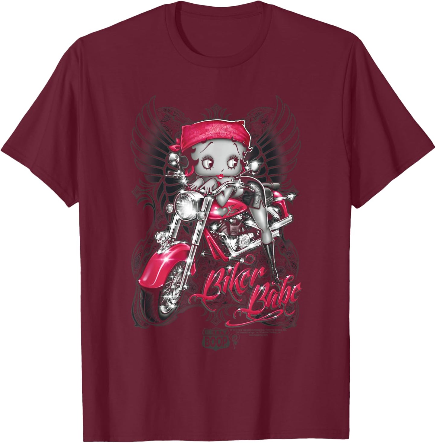 Betty Boop Biker Babe T-Shirt - T-Shirt | Maroon