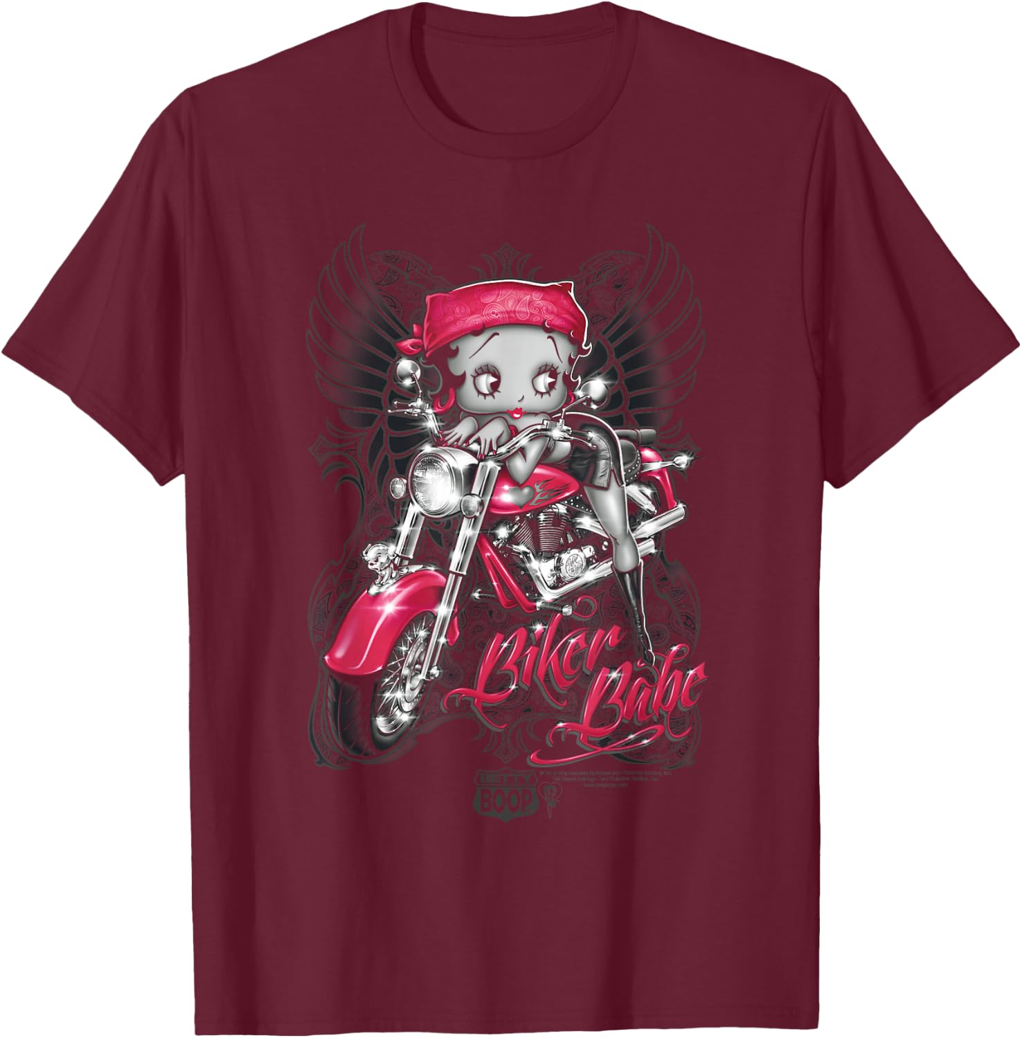 Betty Boop Biker Babe T-Shirt - T-Shirt | Maroon