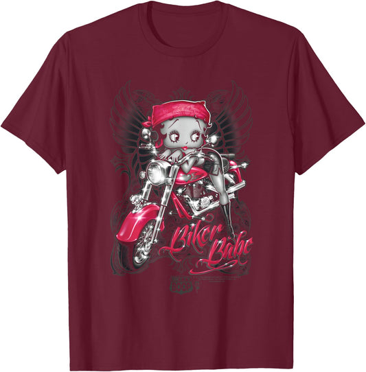 Betty Boop Biker Babe T-Shirt - T-Shirt | Maroon
