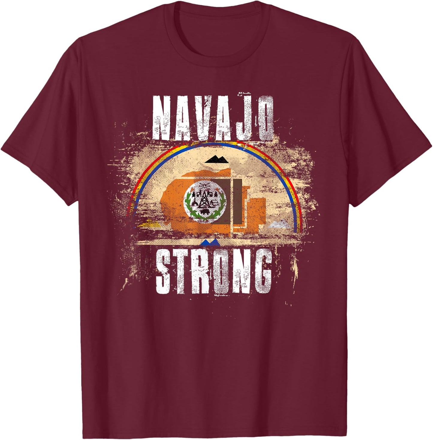 Navajo Strong Vintage Style Flag - Navajo Pride T-Shirt - T-Shirt | Maroon