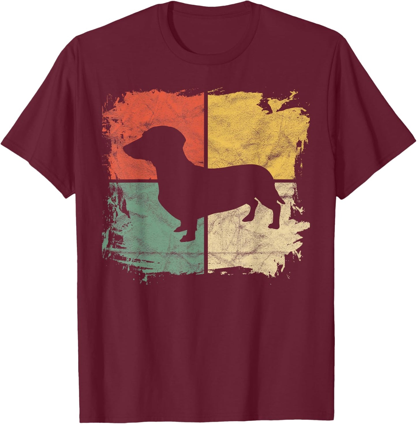 Square Retro Dachshund Owner Gift Dog Parent Dad Doxie Mom T-Shirt - T-Shirt | Maroon