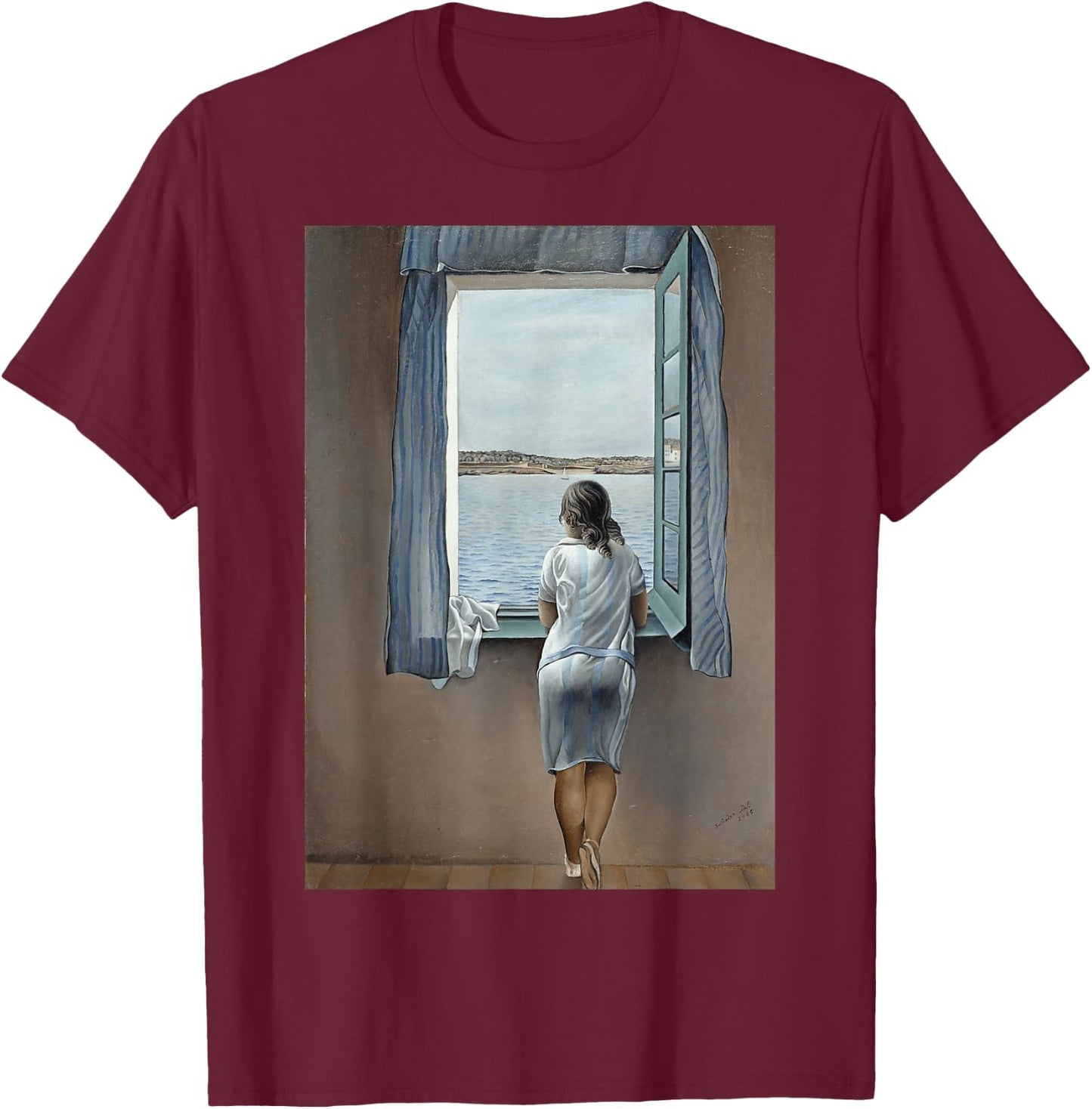 Young Woman at a window by Dali T-Shirt - T-Shirt | Maroon