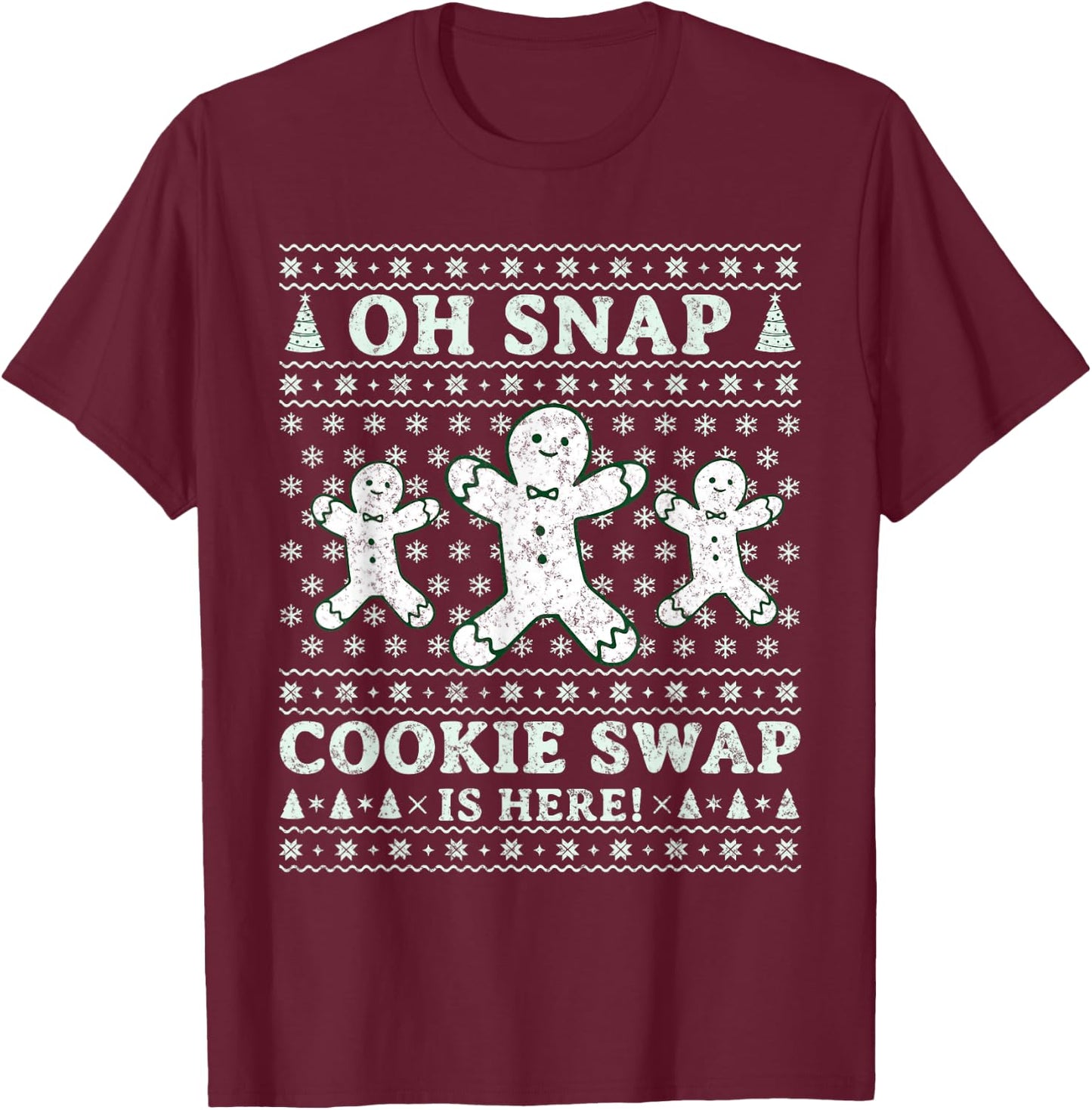 Oh Snap Bakers Family Baking Team Cute Christmas Cookie Swap T-Shirt - T-Shirt | Maroon
