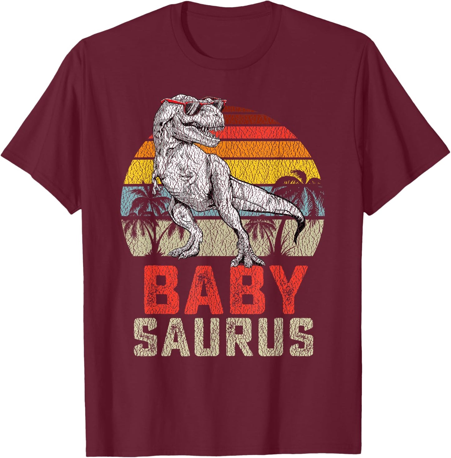 Babysaurus T Rex Dinosaur Baby Saurus Family Matching T-Shirt - T-Shirt | Maroon