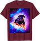 Outer Space Galaxy Dog Riding Pizza T-Shirt - T-Shirt | Maroon