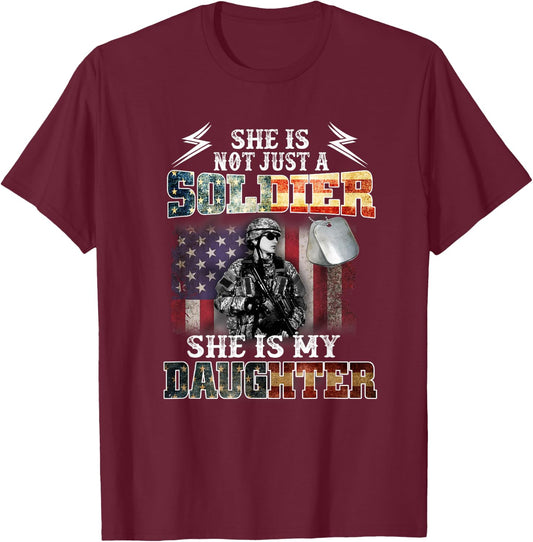 Proud Soldier Army Parents Mom Dad She Is My Daughter Flag T-Shirt - T-Shirt | Maroon
