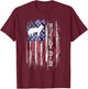 Vintage USA Flag Proud Siberian Husky Dog Dad Silhouette T-Shirt - T-Shirt | Maroon