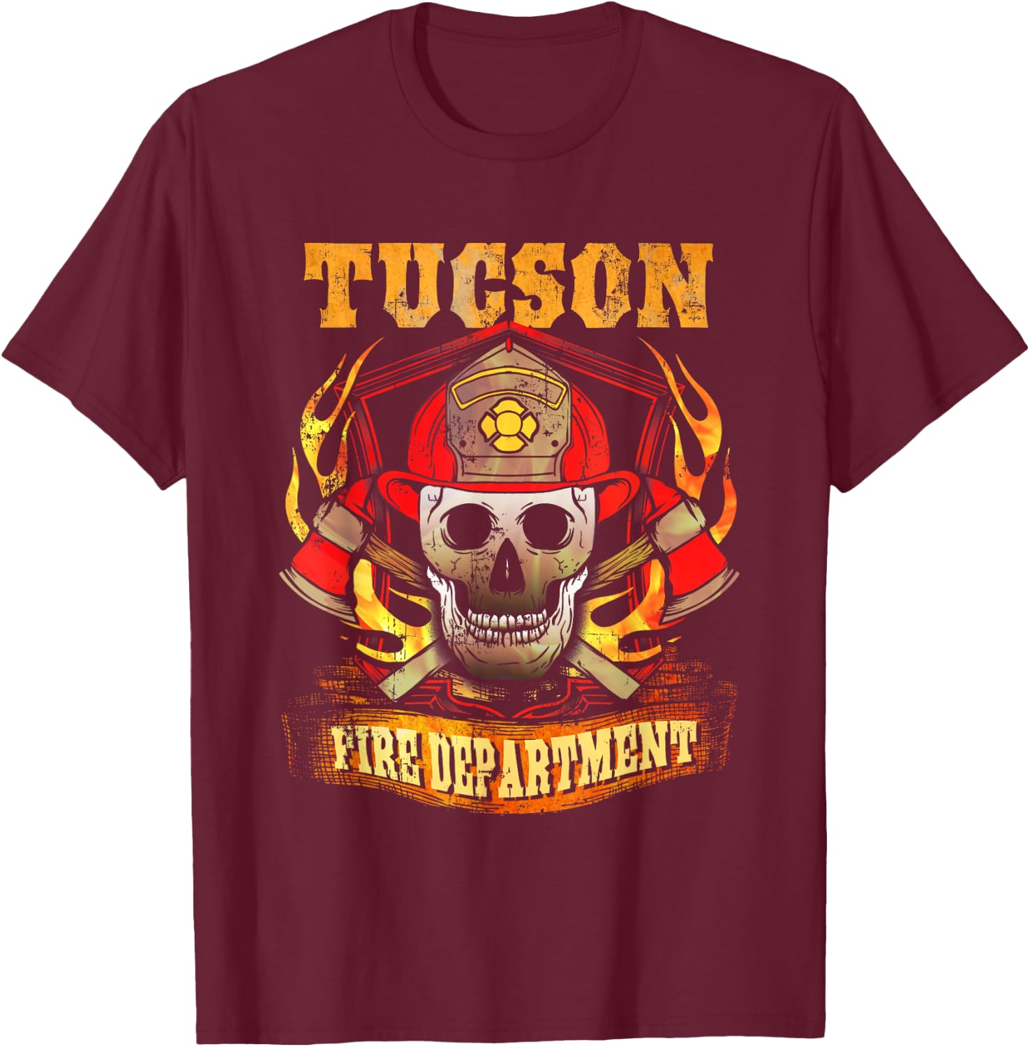 Tucson AZ Firefighter Shirt Arizona Fireman Gift Fire Truck T-Shirt - T-Shirt | Maroon
