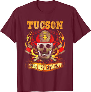 Tucson AZ Firefighter Shirt Arizona Fireman Gift Fire Truck T-Shirt - T-Shirt | Maroon