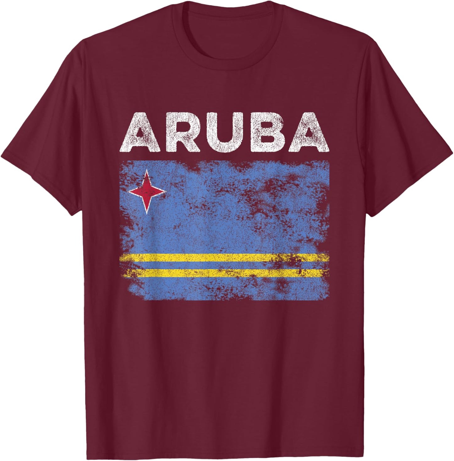Aruba Flag Distressed - Men Women Kids - Aruban Flag T-Shirt - T-Shirt | Maroon