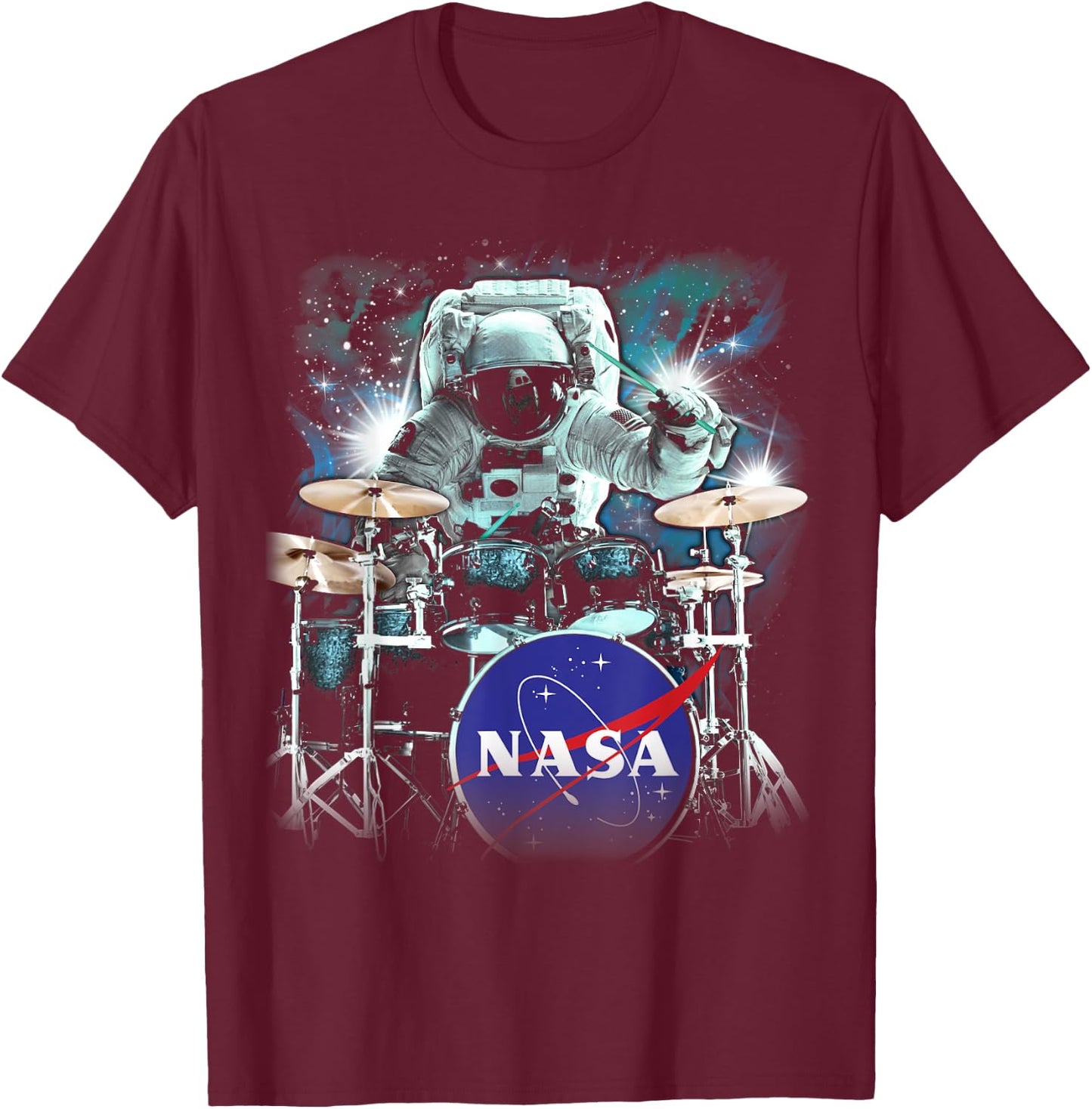 NASA Astronaut Drum Solo In Space T-Shirt - T-Shirt | Maroon