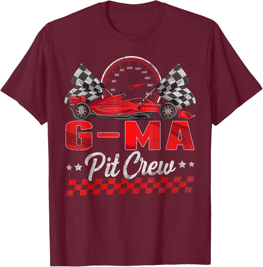 Race Car Birthday Party Racing Family G-Ma Pit Crew T-Shirt - T-Shirt | Maroon