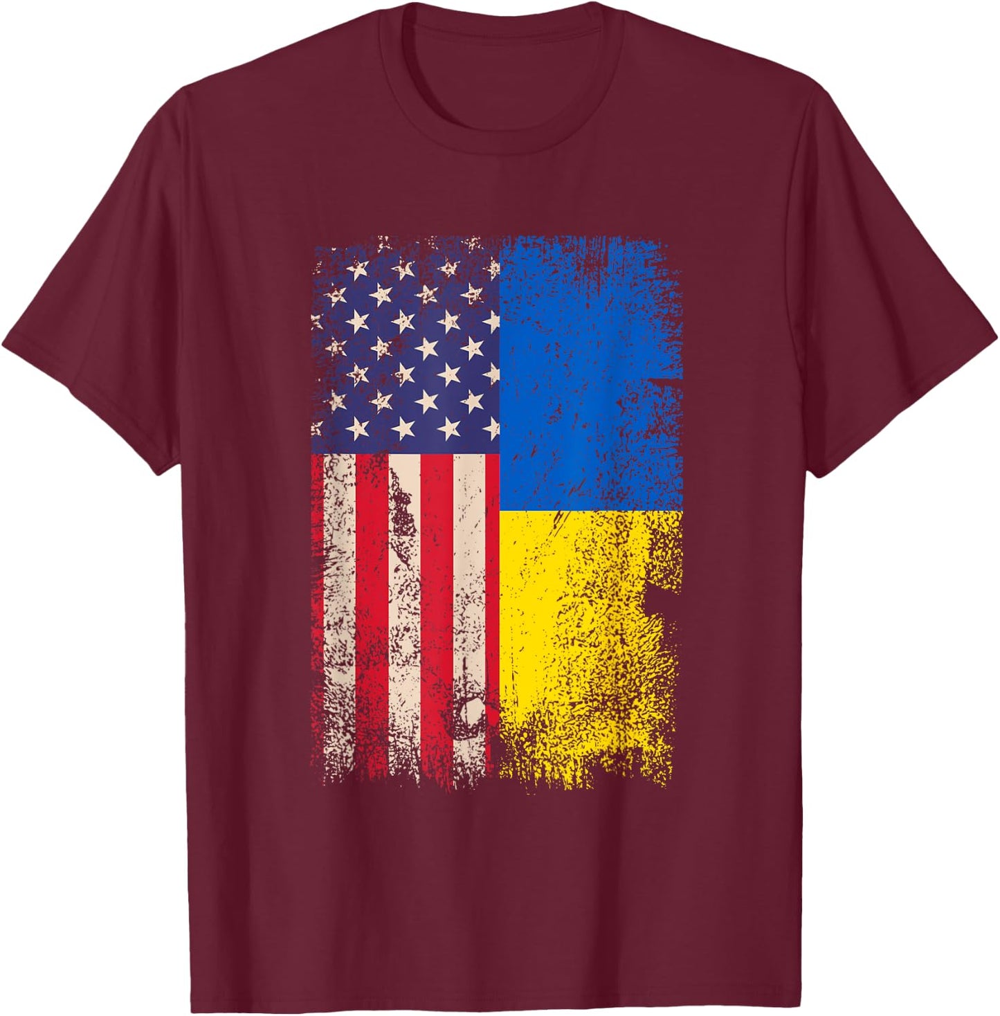 Ukrainian American Flag Ukraine USA Roots Women Men T-Shirt - T-Shirt | Maroon
