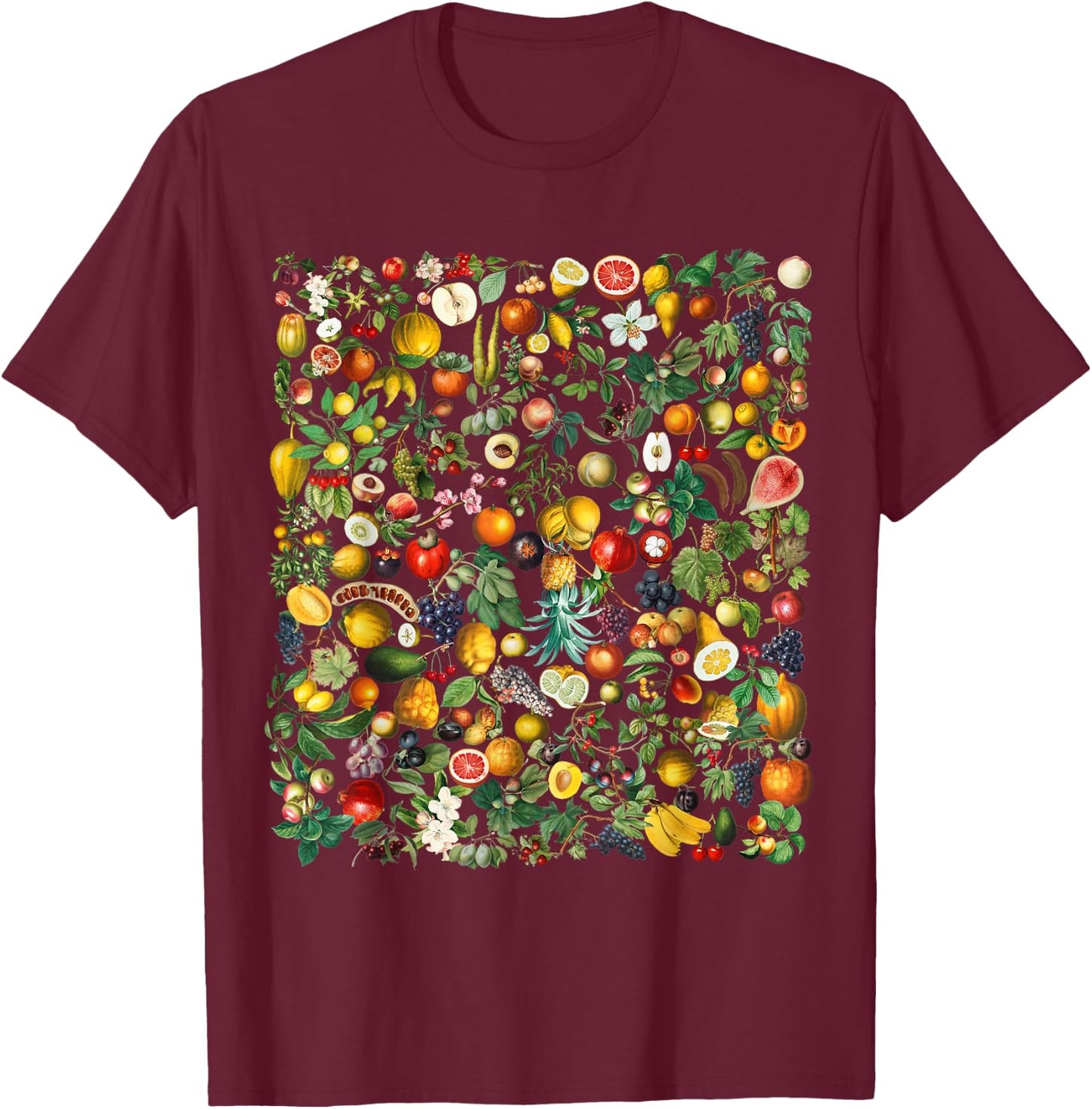 Botanical Fruit and Vegetable, Nature and Food Lovers T-Shirt - T-Shirt | Maroon