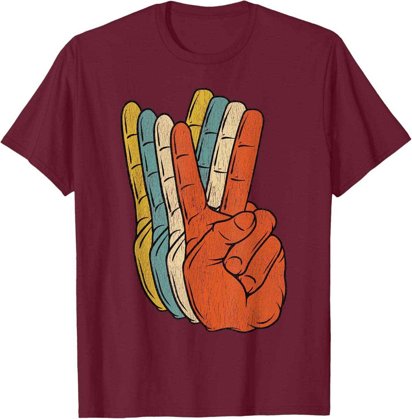 Retro Peace Vintage 60's 70's Hippie Gift T-Shirt - T-Shirt | Maroon