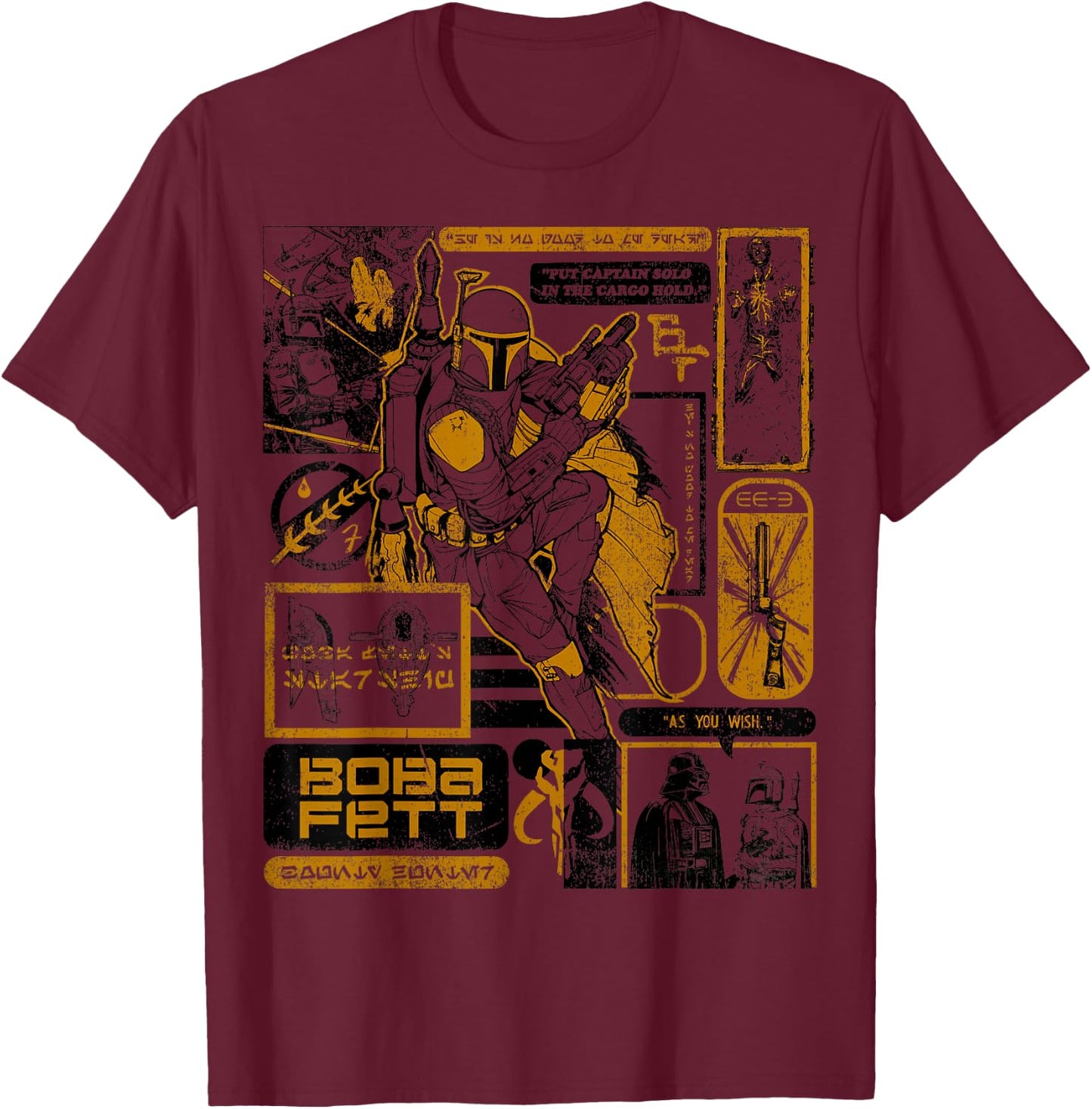 Star Was Boba Fett Retro Mandalorian Poster T-Shirt - T-Shirt | Maroon