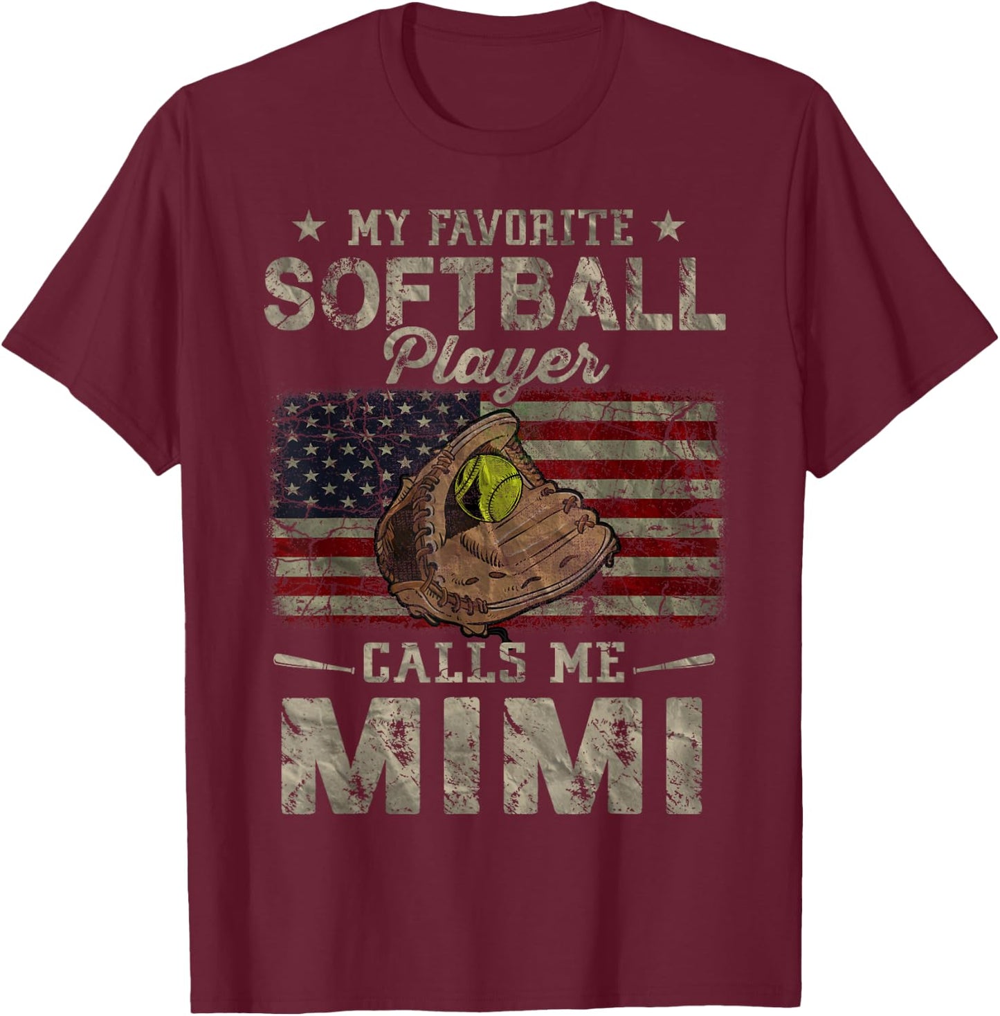 My Favorite Softball Player Calls Me Mimi Mother's Day T-Shirt - T-Shirt | Maroon