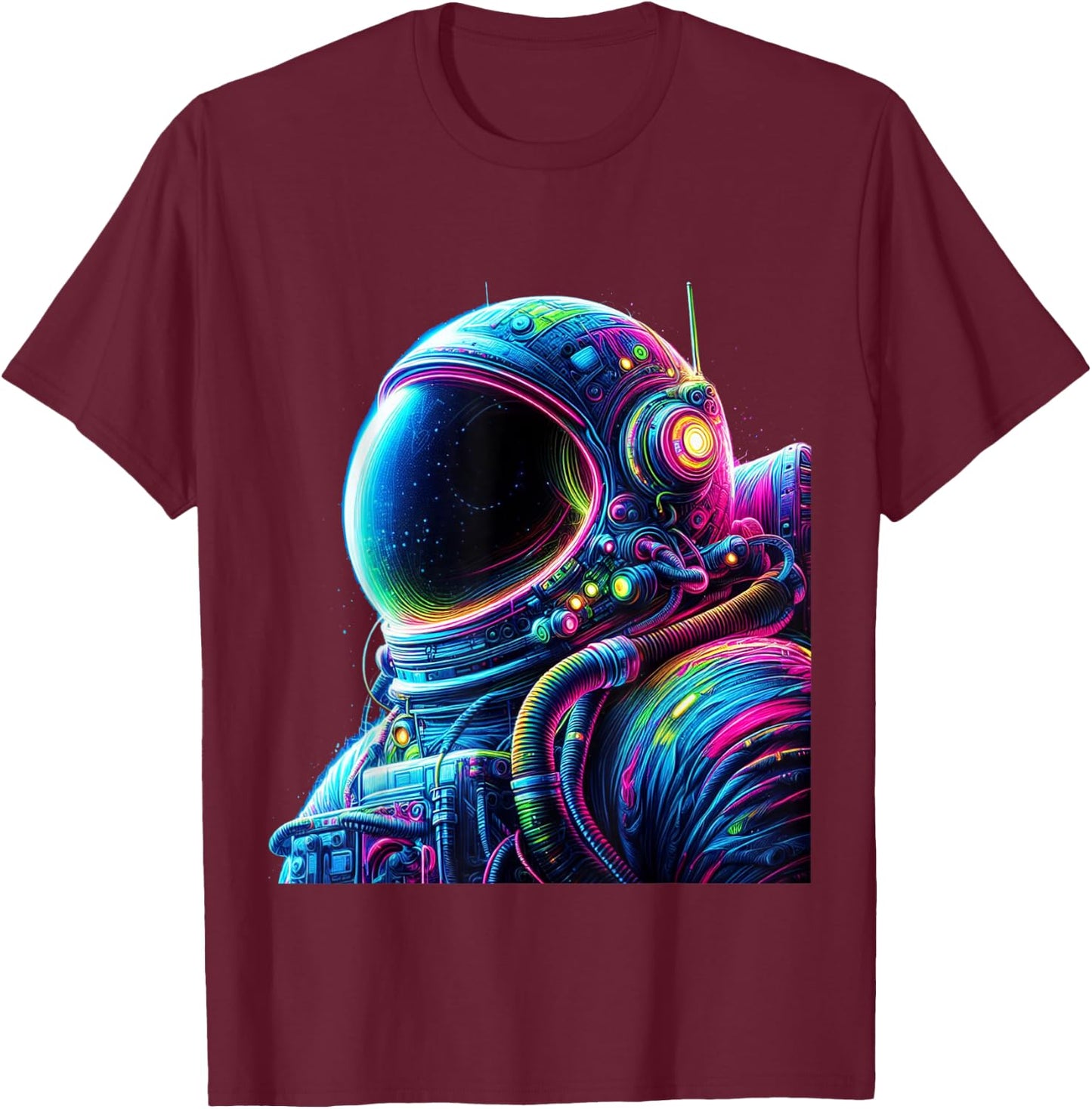 Astronaut Planets Space Colourful Astronaut Suit T-Shirt - T-Shirt | Maroon