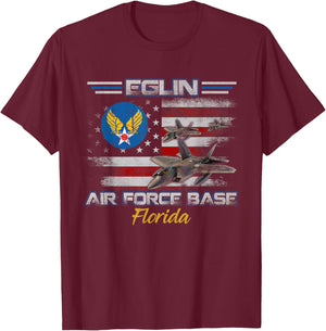 Vintage Eglin AFB Air Force Base In Florida Fl Veterans Day T-Shirt - T-Shirt | Maroon