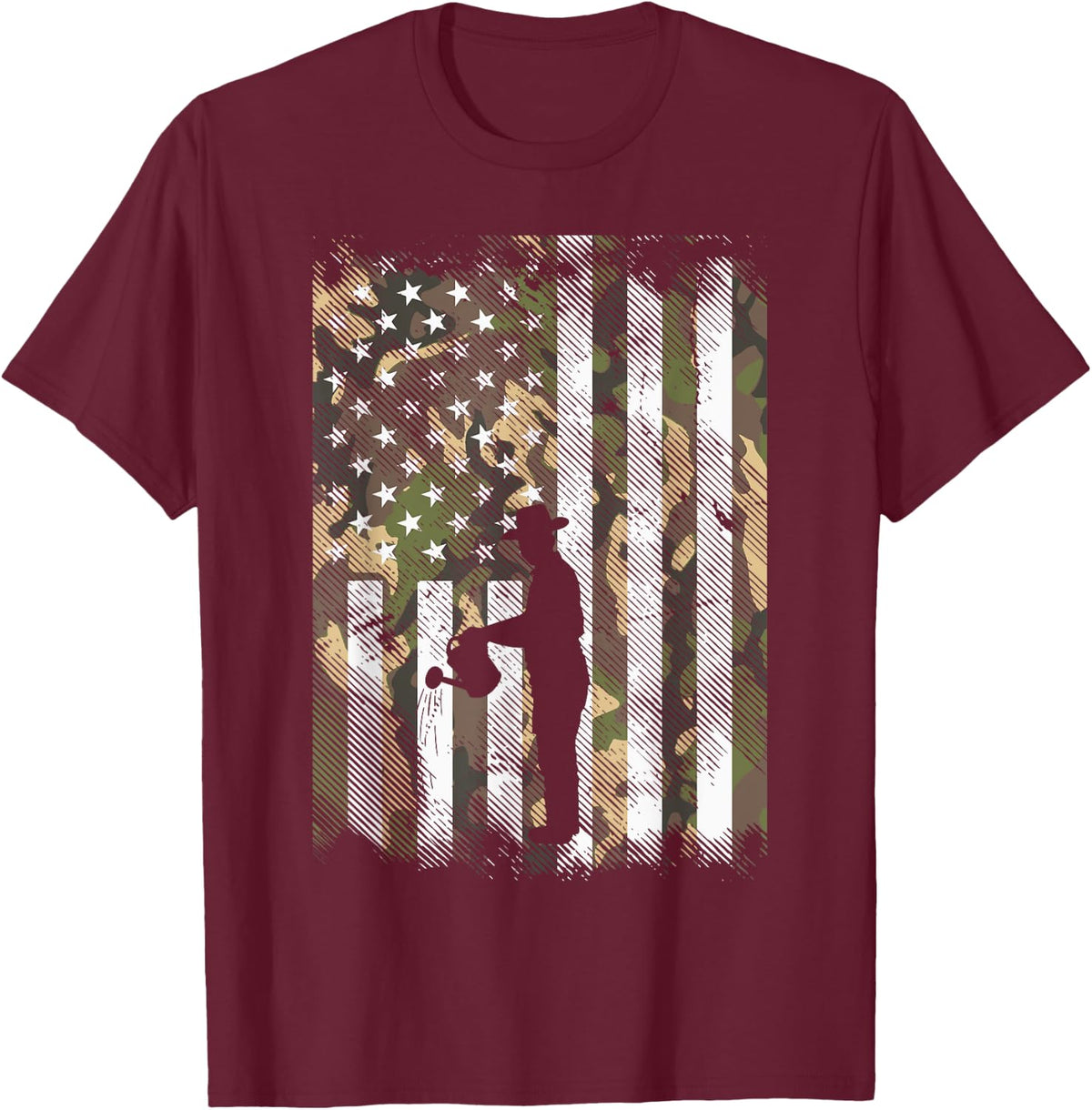 US Flag Camo Gardening Vintage Patriotic Gardener Men Women T-Shirt - T-Shirt | Maroon