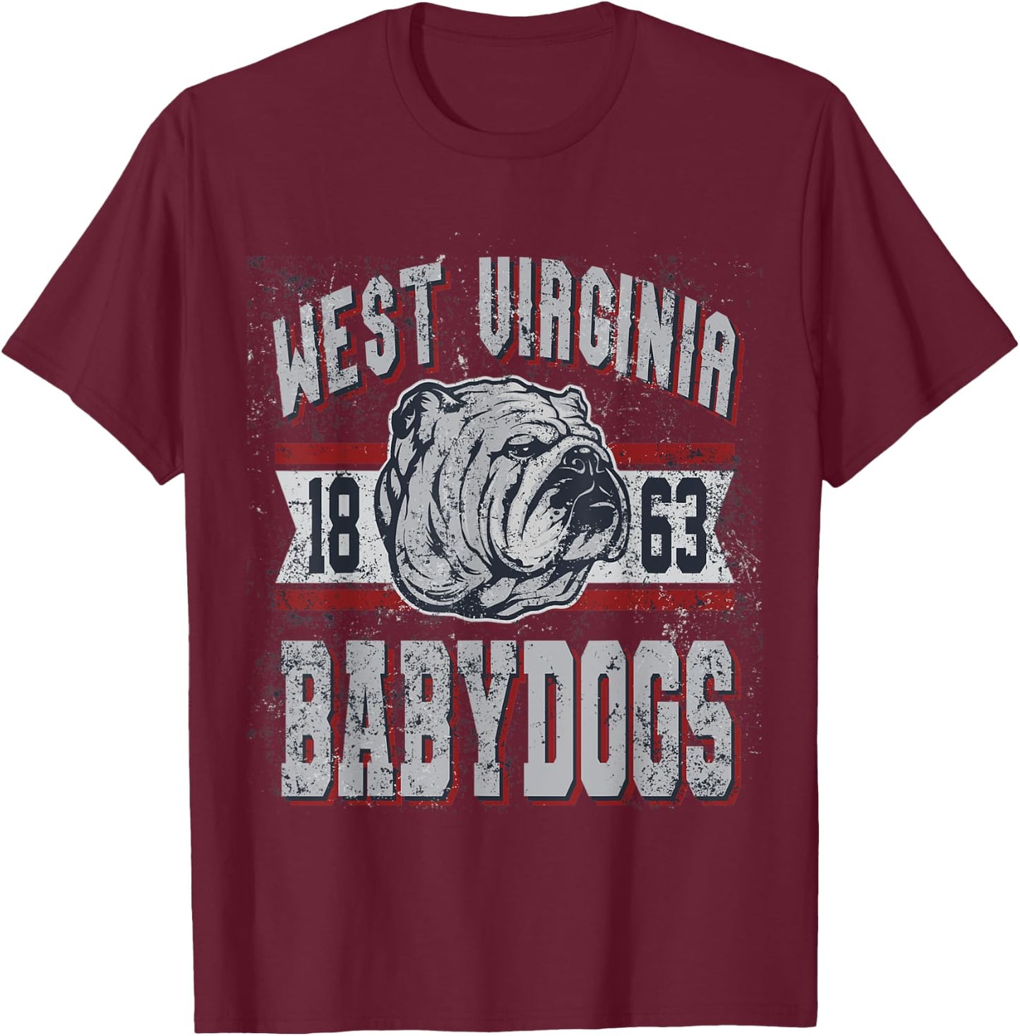 Funny WV Jim West Virginia Justice Baby Dogs bulldog Men Women T-Shirt - T-Shirt | Maroon