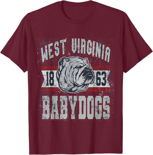 Funny WV Jim West Virginia Justice Baby Dogs bulldog Men Women T-Shirt - T-Shirt | Maroon