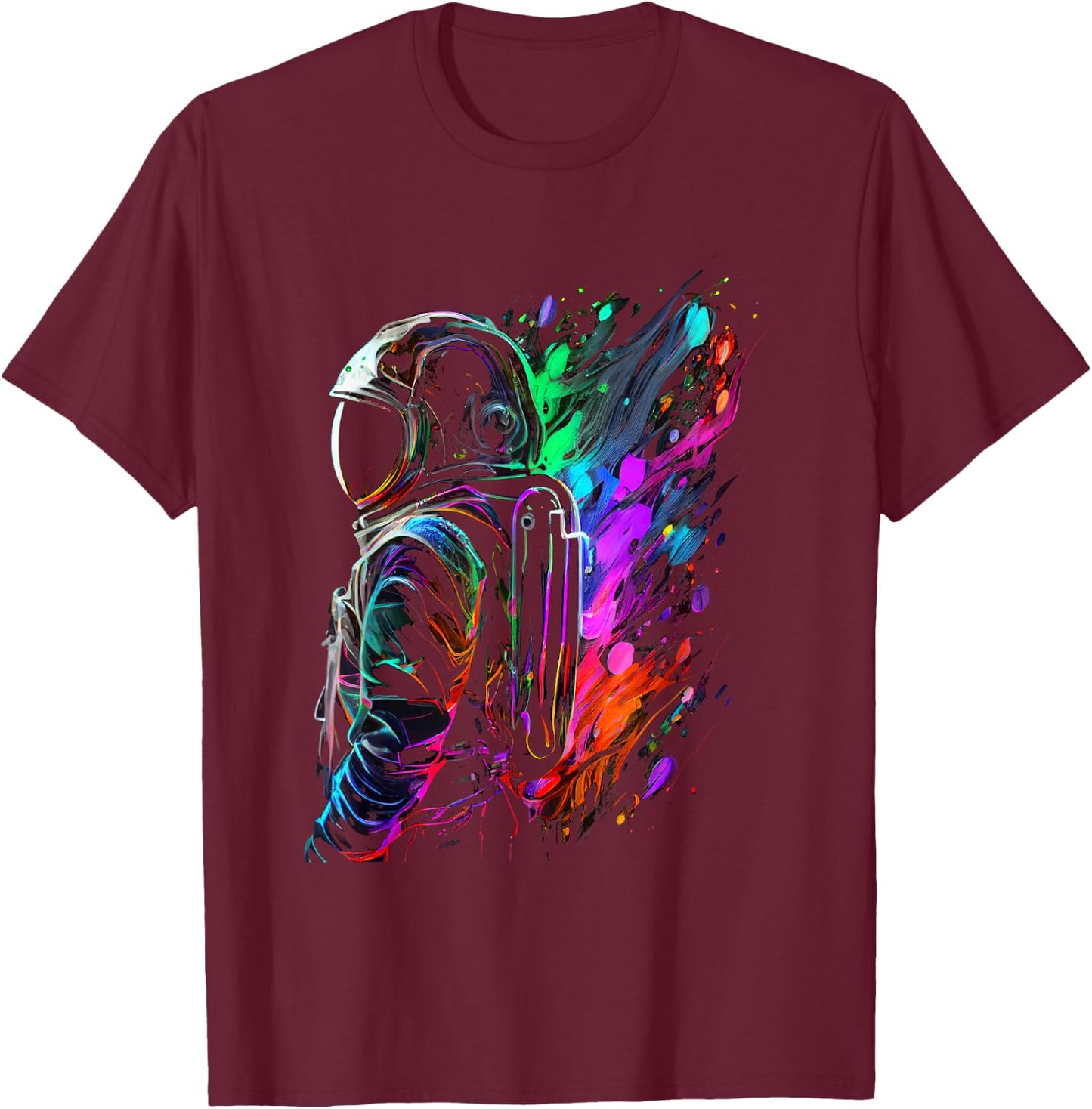 Space Splash Art Colourful T-Shirt - T-Shirt | Maroon