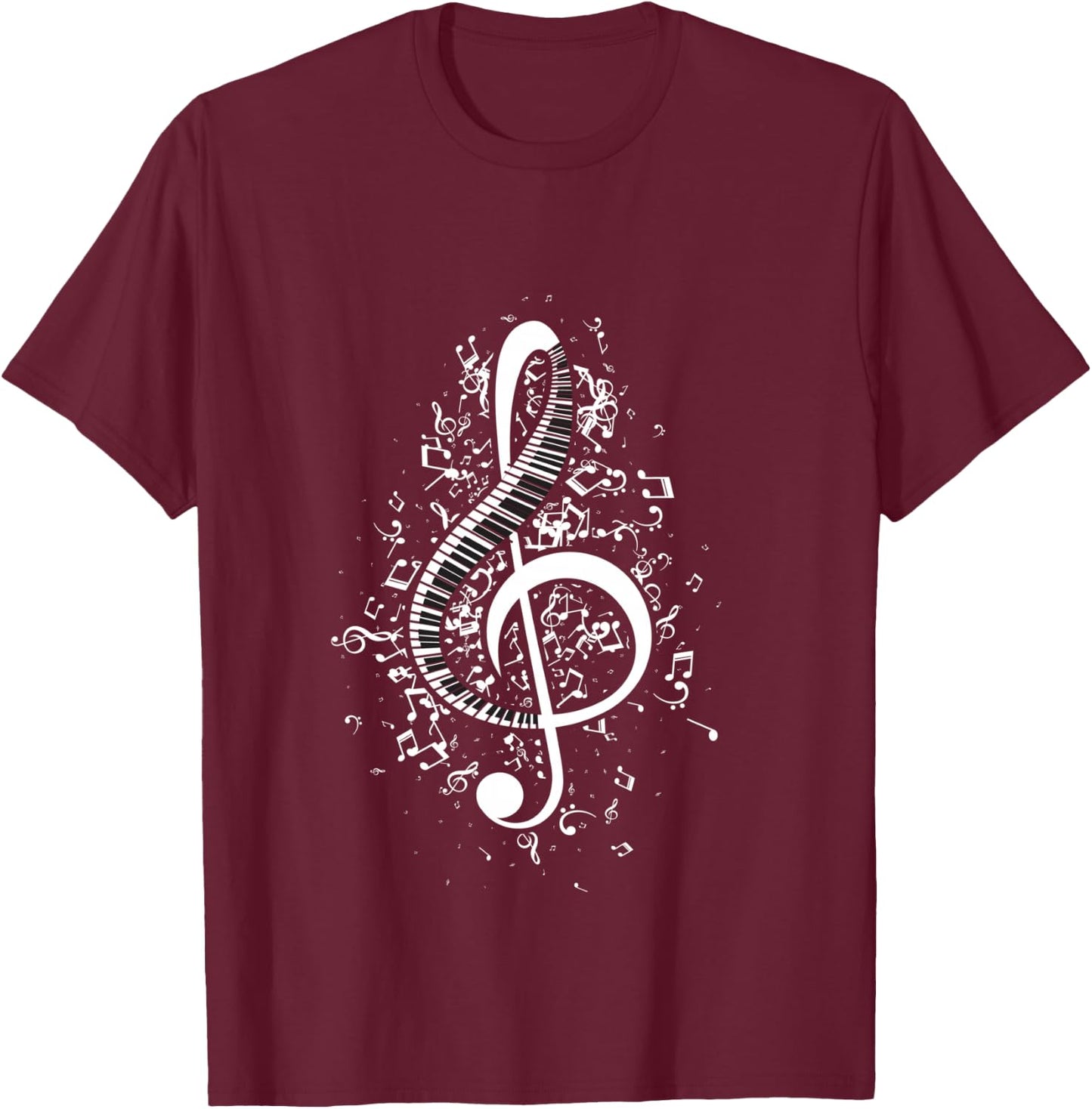Treble Clef Keys - Piano Player Pianist Classical Music T-Shirt - T-Shirt | Maroon