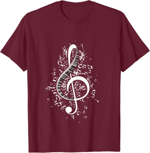 Treble Clef Keys - Piano Player Pianist Classical Music T-Shirt - T-Shirt | Maroon